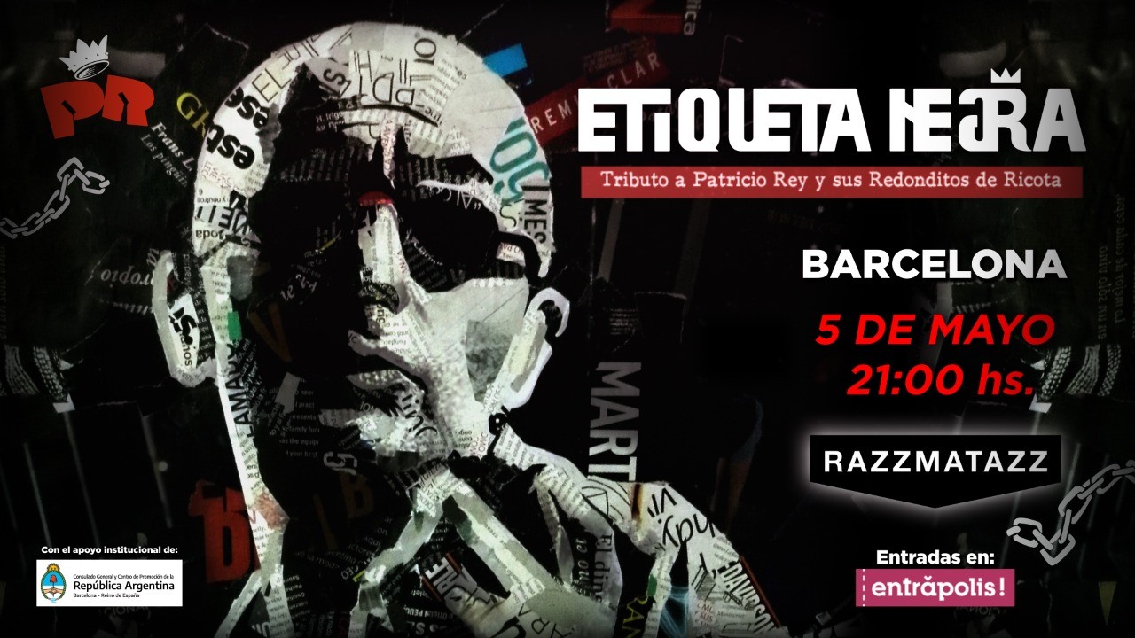 Flyer de Etiqueta negra, banda tributo a los redondos